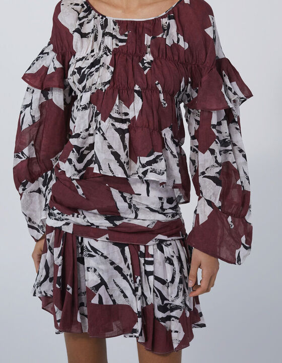 HILTA PRINTED SMOCKED TOP